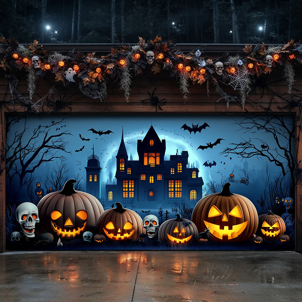 Lorva Halloween Garage Door Banner Decoration The Haunted Pumpkin House