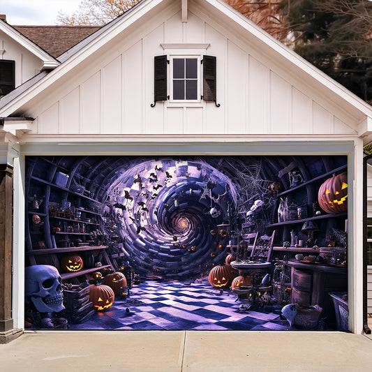 Lorva Halloween Garage Door Banner Decoration Pumpkin House