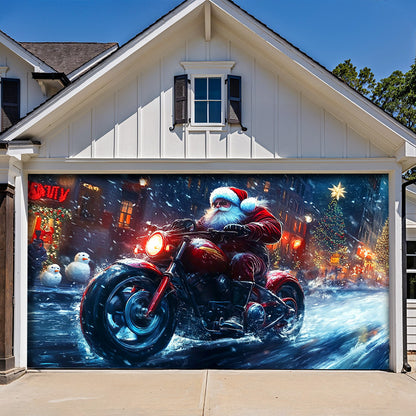 Lorva Christmas Garage Door Banner Decoration Santa’s Holiday Thunder