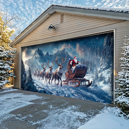 Lorva Christmas Garage Door Banner Decoration Santa’s Festive Forest Journey