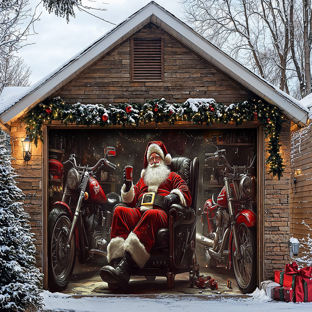 Lorva Christmas Garage Door Banner Decoration Santa’s Holiday Ride Garage