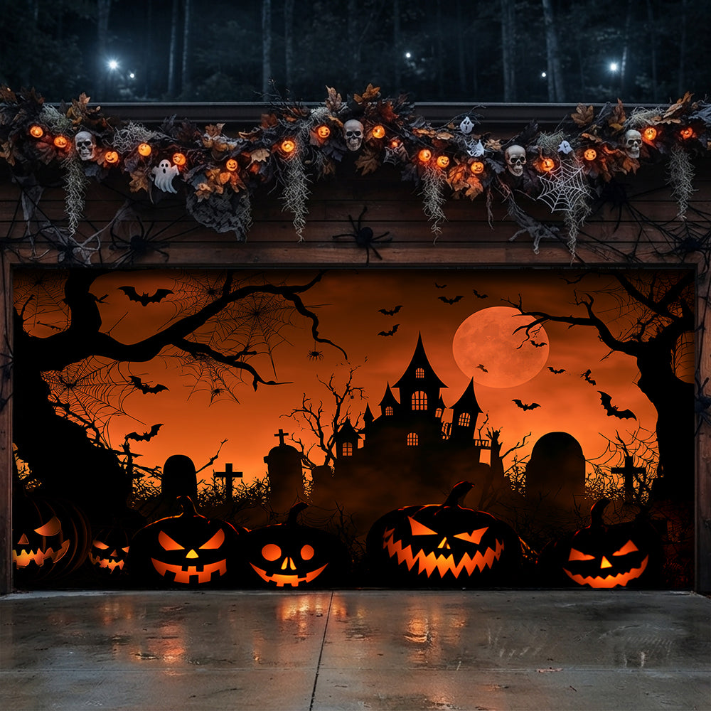 Lorva Halloween Garage Door Banner Decoration Pumpkin Night Spectacle