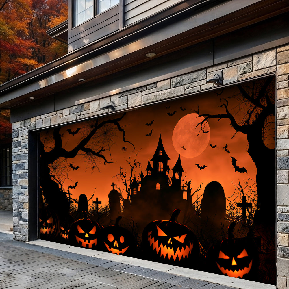 Lorva Halloween Garage Door Banner Decoration Pumpkin Night Spectacle