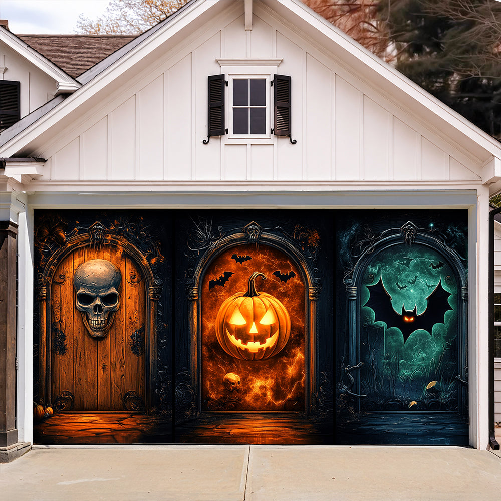 Lorva Halloween Garage Door Banner Decoration Gothic Halloween Fortress