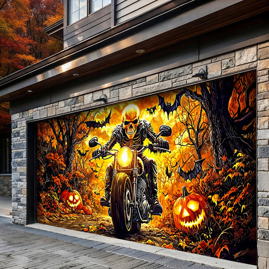 Lorva Halloween Garage Door Banner Decoration Born To Ride Built For Halloween