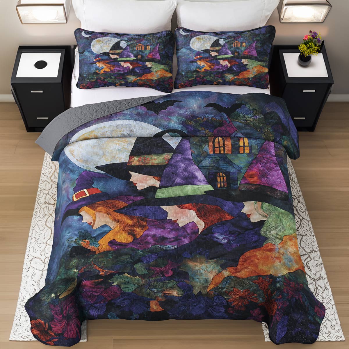 Witch Lorva All Season Quilt 3-Piece Set Moonlit Witches