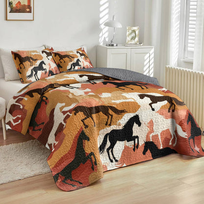 Lorva Horse All Season Quilt 3-Piece Set Desert