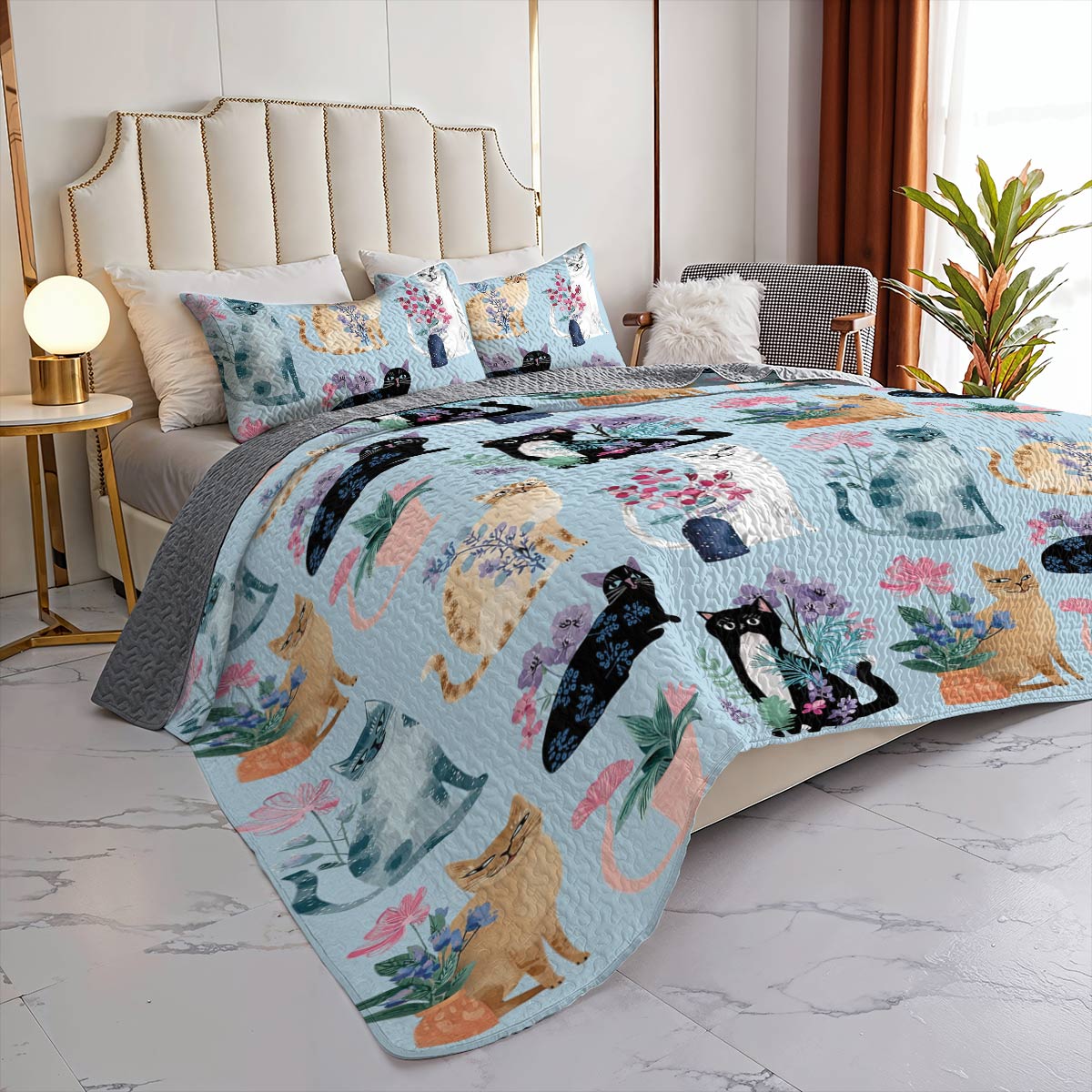 Lorva Cat All Season Quilt 3-Piece Set Cuteness