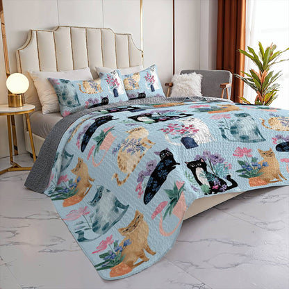 Lorva Cat All Season Quilt 3-Piece Set Cuteness