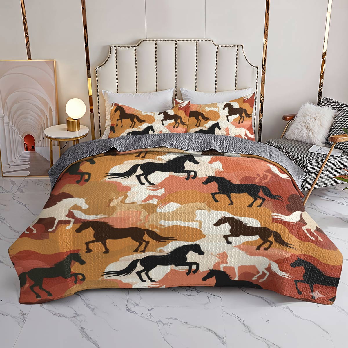 Lorva Horse All Season Quilt 3-Piece Set Desert