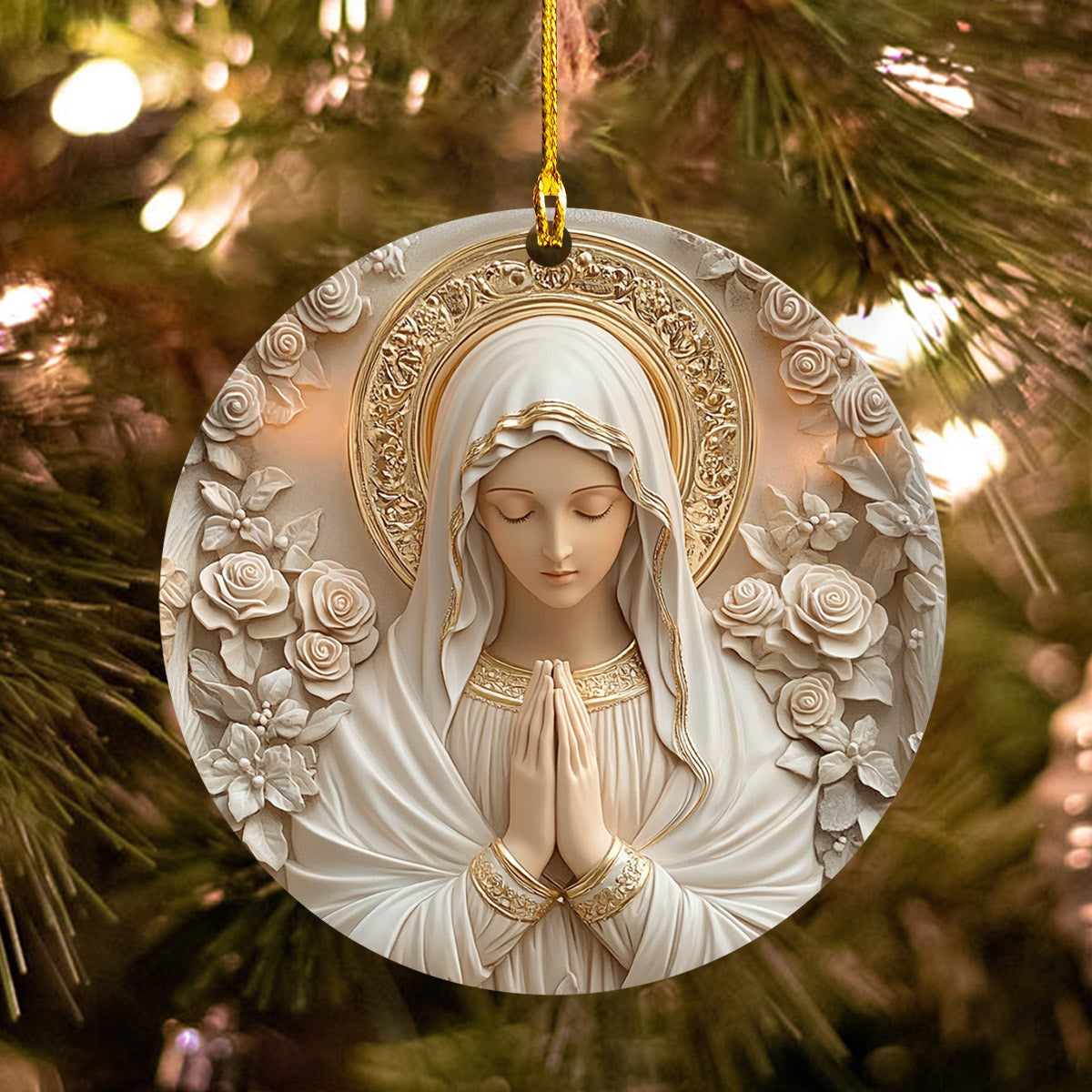 Lorva Acrylic Ornament Divine Sacred Rose Virgin Mary