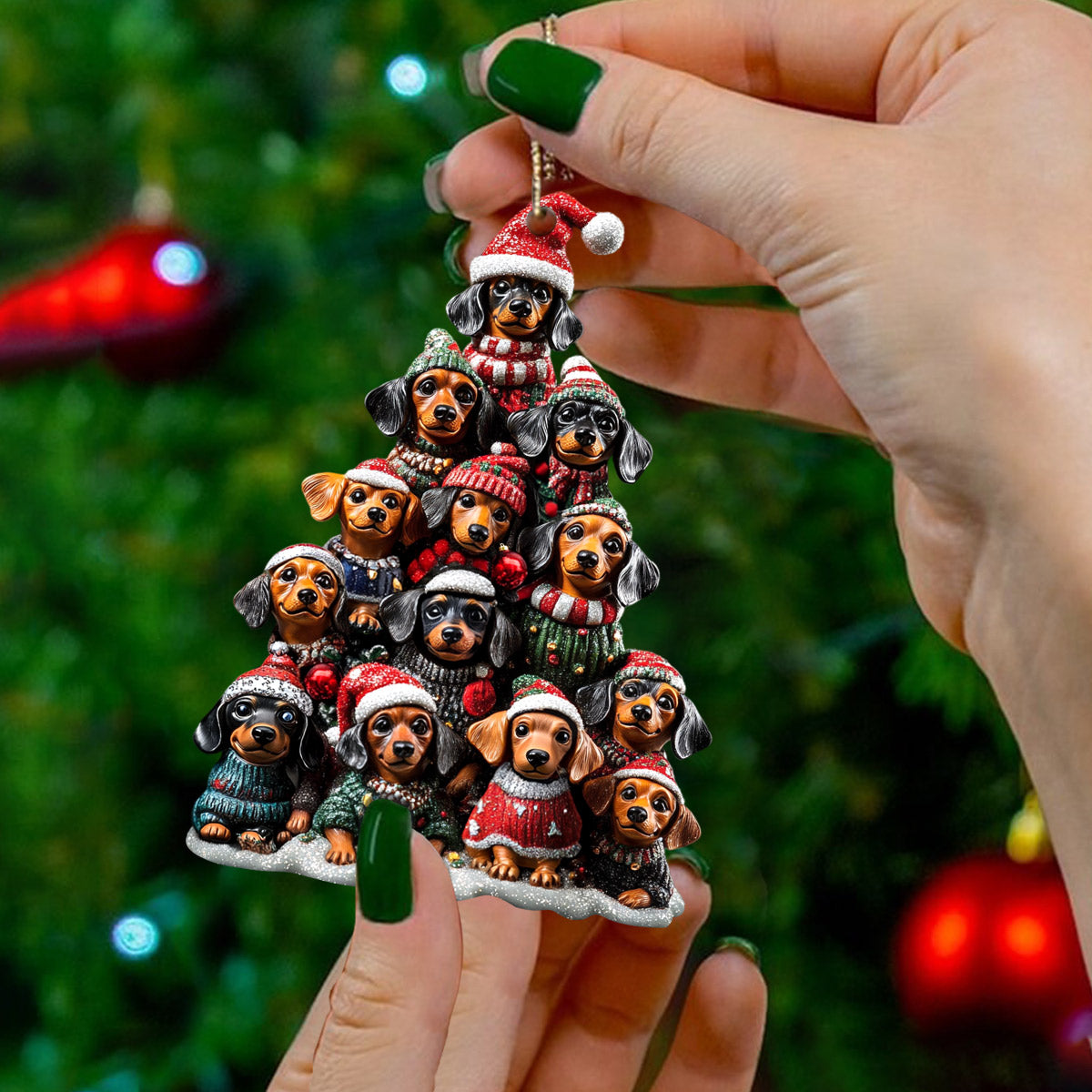 Lorva Dachshund Acrylic Ornament Merry Dachmas