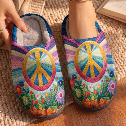 Lorva Hippie Fleece Lined Slippers Charming Floral Hippie