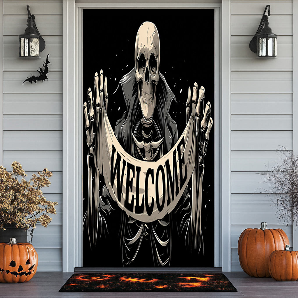 Lorva Halloween Door Cover Skeleton Welcome