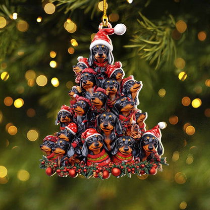 Lorva Dachshund Acrylic Ornament Happy Christmas