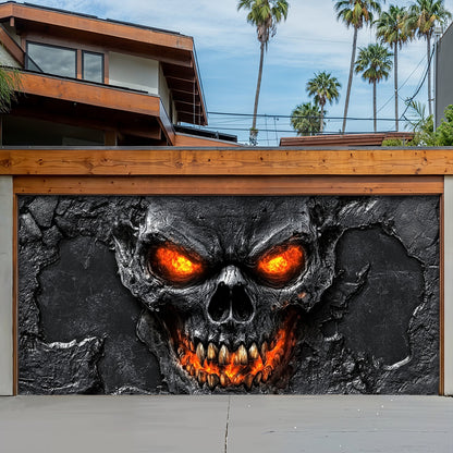 Lorva Halloween Garage Door Banner Decoration Hellfire Skull