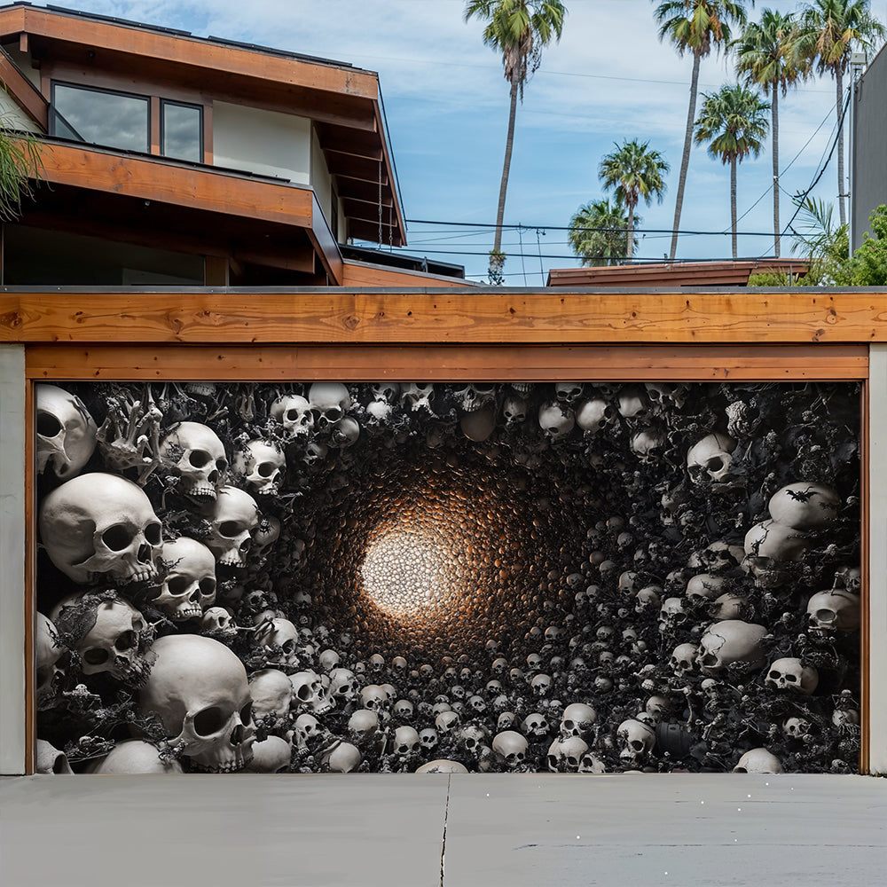 Lorva Halloween Garage Door Banner Decoration Skull Tunnel