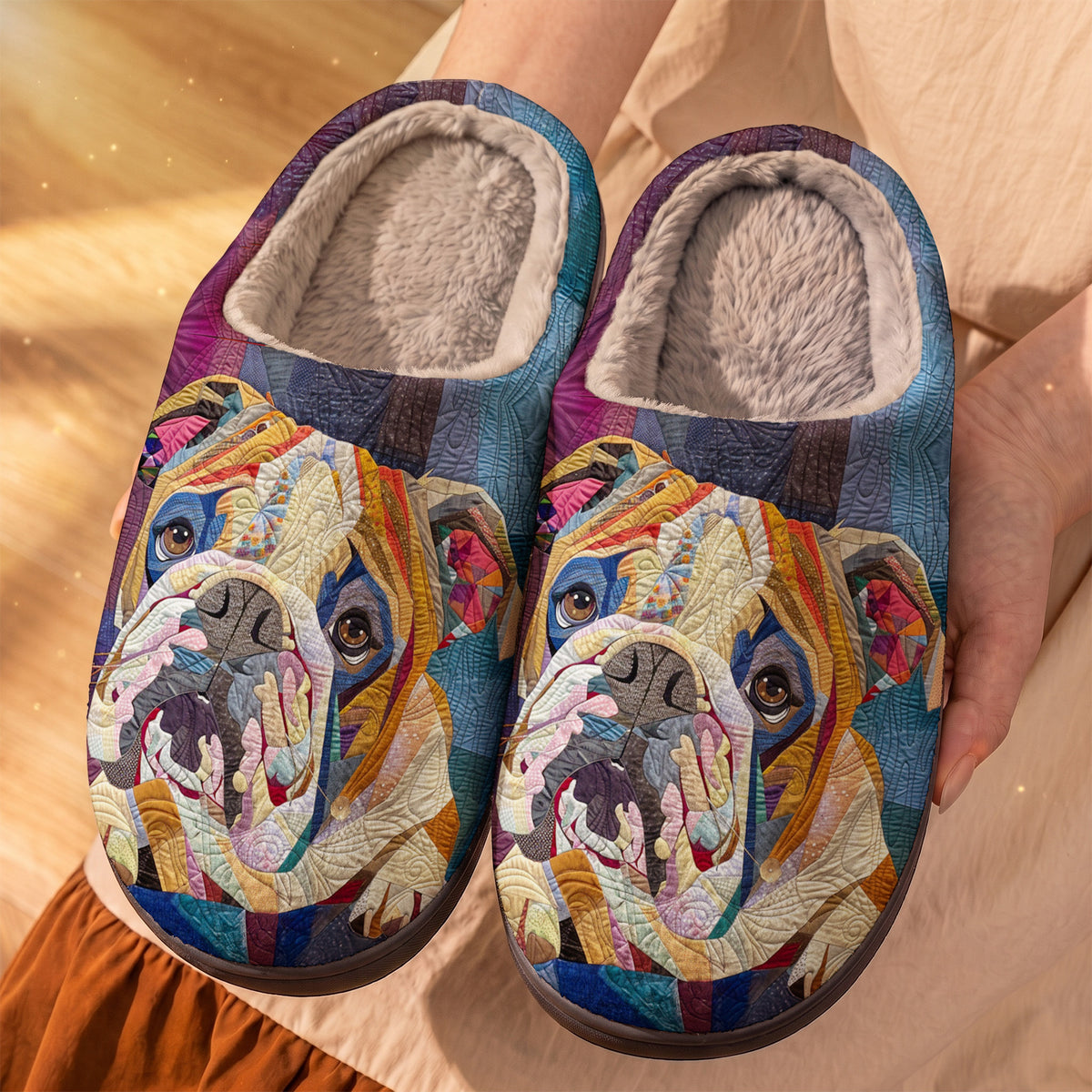 Lorva English Bulldog Fleece Lined Slippers Cute