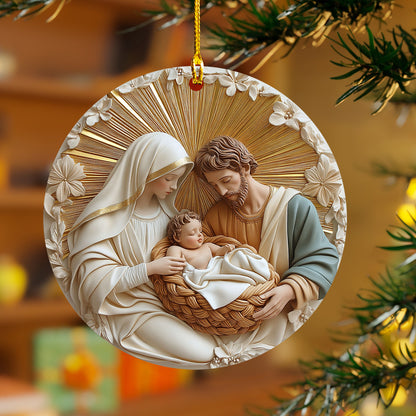 Lorva Acrylic Ornament Holy Family Golden Halo