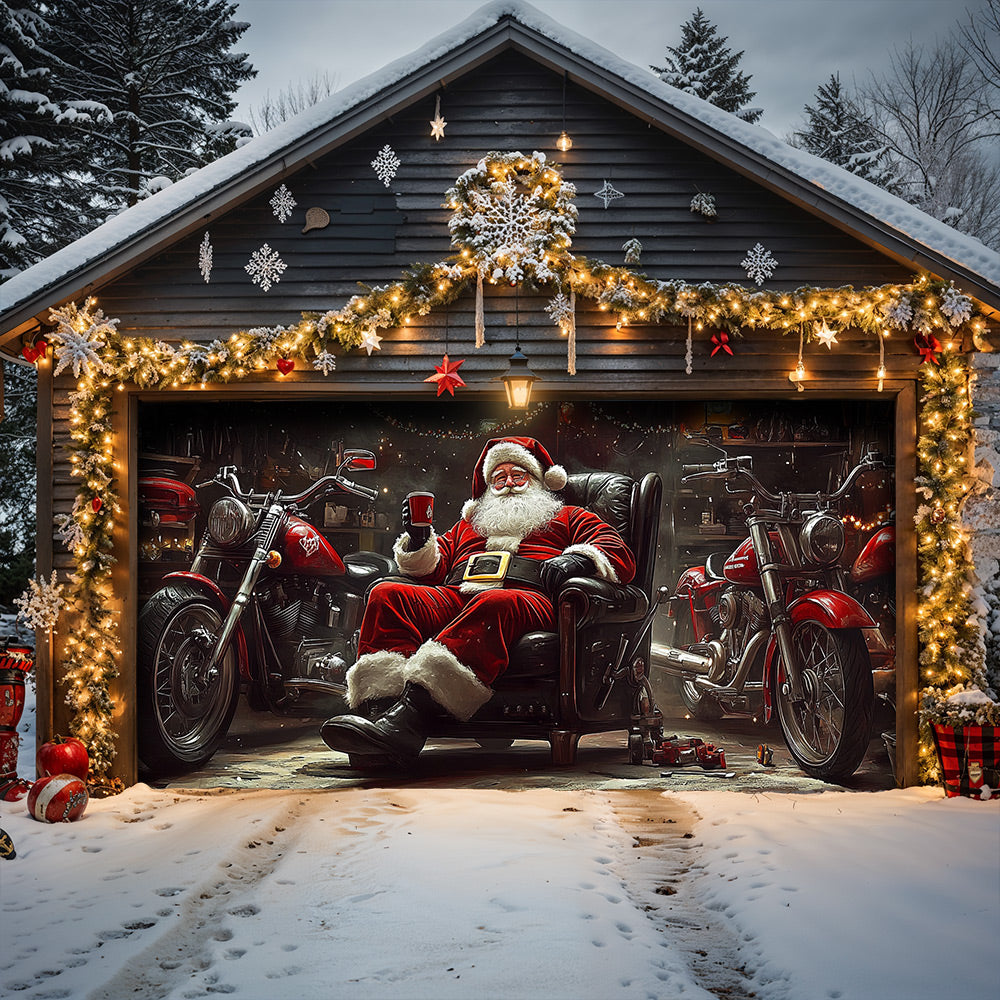 Lorva Christmas Garage Door Banner Decoration Santa’s Holiday Ride Garage