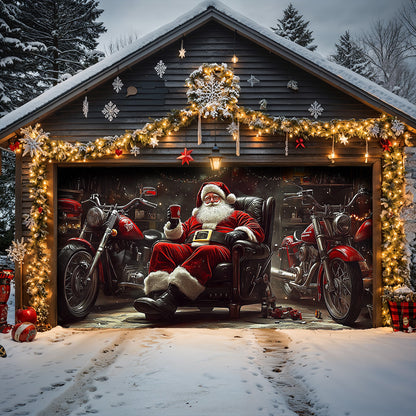 Lorva Christmas Garage Door Banner Decoration Santa’s Holiday Ride Garage