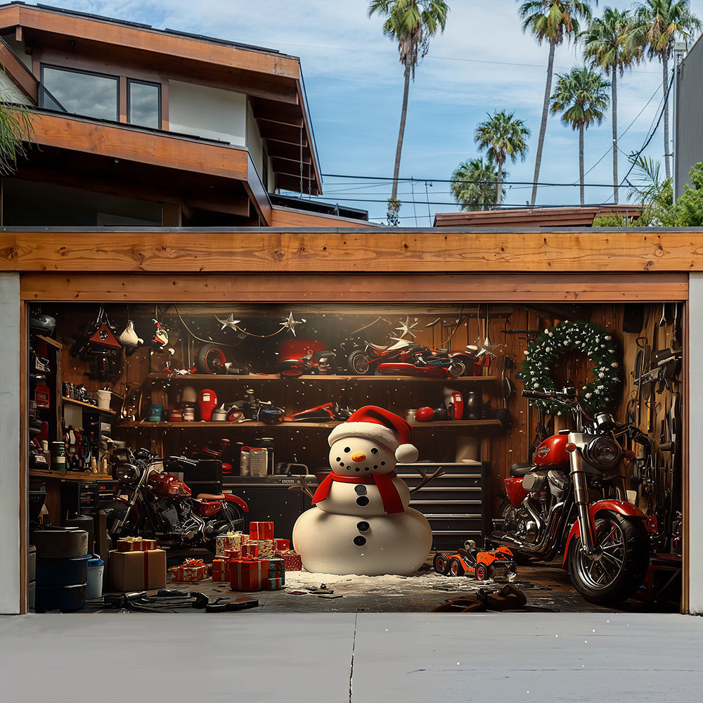 Lorva Christmas Garage Door Banner Decoration Snowman's Workshop