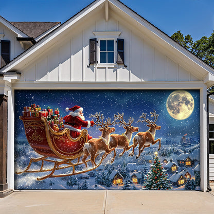 Lorva Christmas Garage Door Banner Decoration Midnight Flight To Christmas