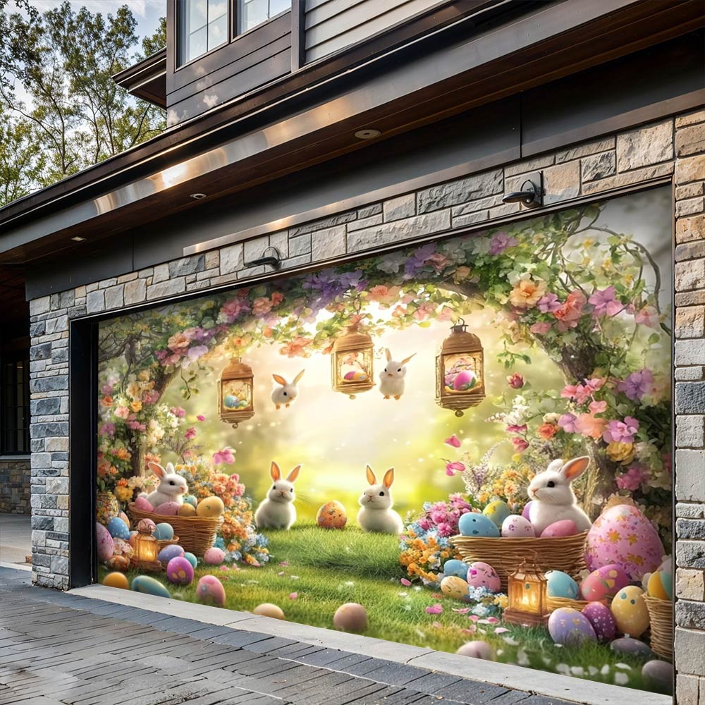 Lorva Garage Door Banner Decoration Happy Easter