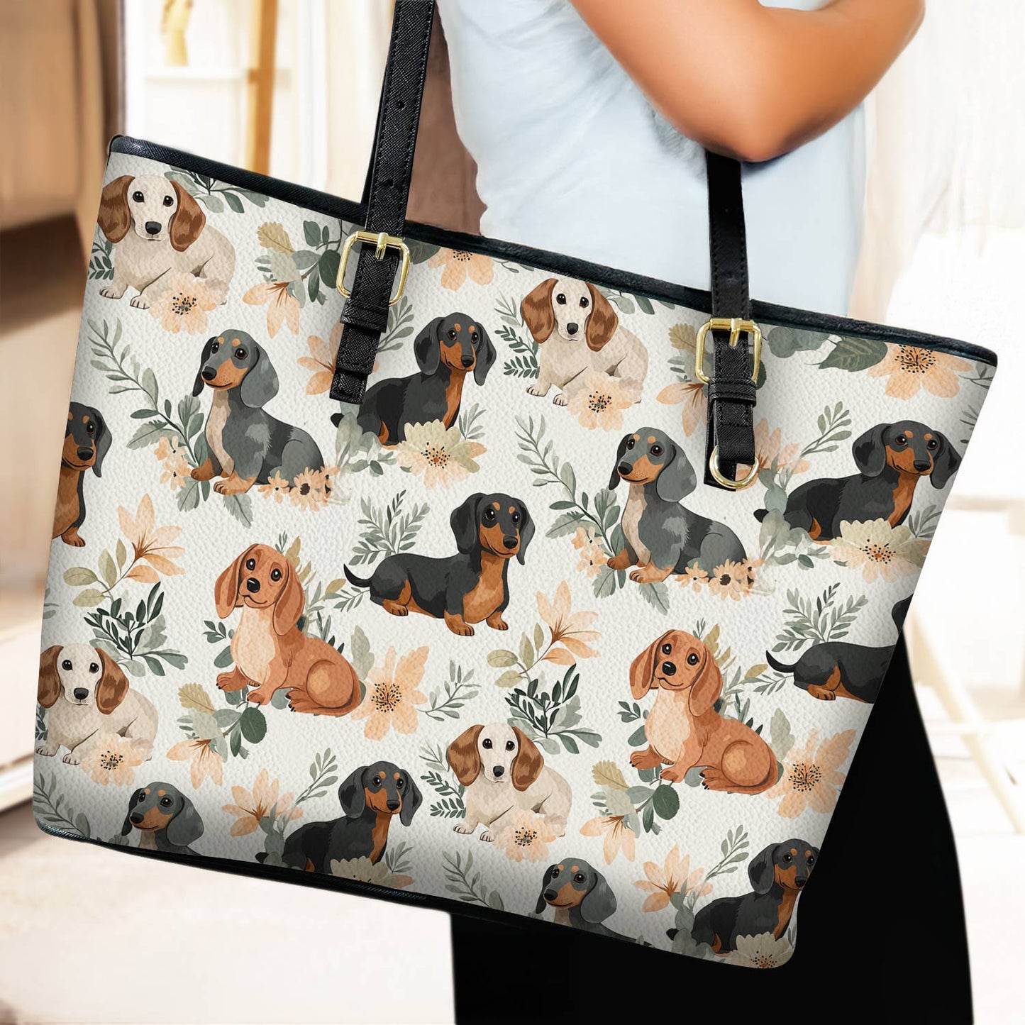 Lorva Leather Tote Bag Muted Meadows