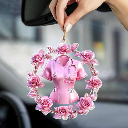Lorva Nurse Personalized 2D Acrylic Ornament Pink Healing