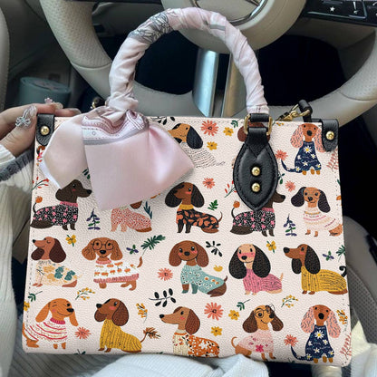Lorva Dachshund Leather Bag Wagging In Bloom
