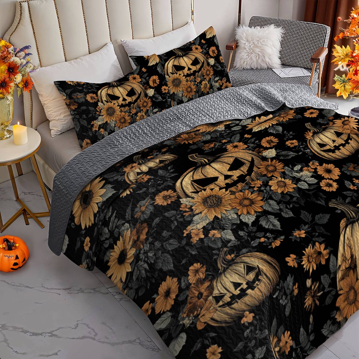 Halloween Lorva All Season Quilt 3-Piece Set Autumn Glow Pumpkins