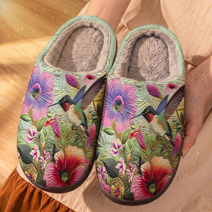 Lorva Hummingbird Fleece Lined Slippers Hibiscus Dreaming