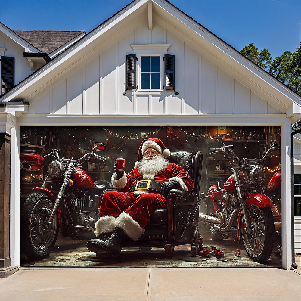 Lorva Christmas Garage Door Banner Decoration Santa’s Holiday Ride Garage