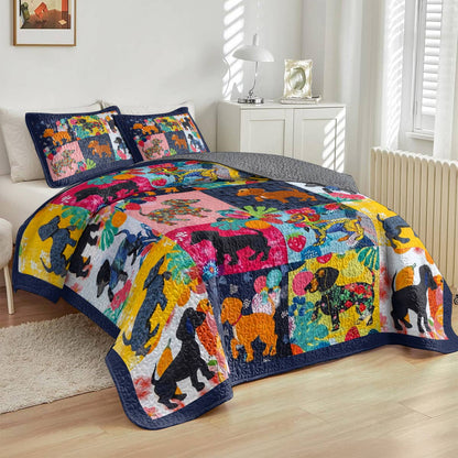 Lorva All Season Quilt 3-Piece Set Amazing Tropical Dachshunds