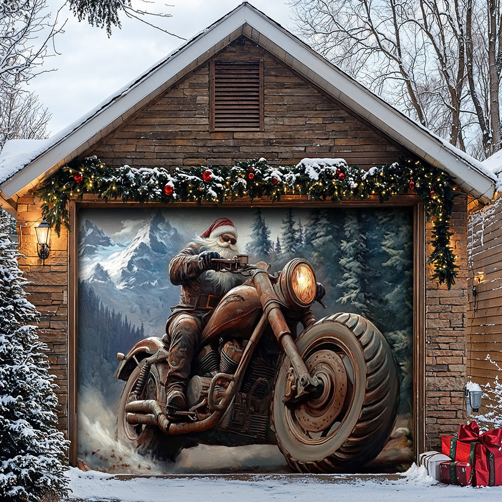 Lorva Christmas Garage Door Banner Decoration Santa’s Thunder Run
