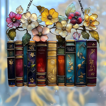 Lorva Reading Suncatcher Vintage Floral Books