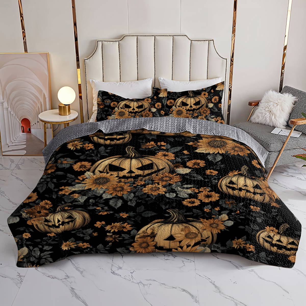 Halloween Lorva All Season Quilt 3-Piece Set Autumn Glow Pumpkins