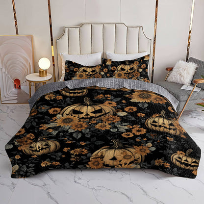 Halloween Lorva All Season Quilt 3-Piece Set Autumn Glow Pumpkins
