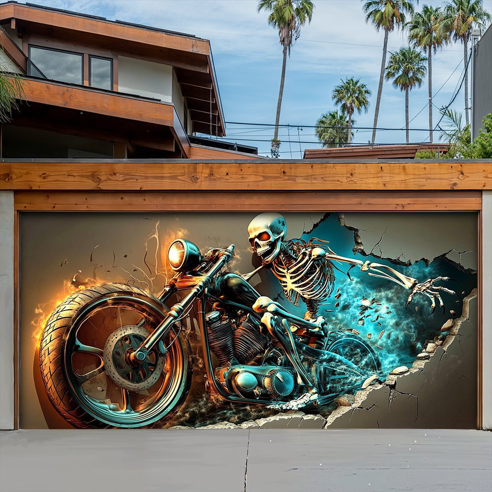 Lorva Halloween Garage Door Banner Decoration The Grim Biker