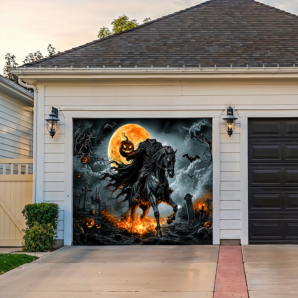 Lorva Halloween Garage Door Banner Decoration Legend Of The Headless Rider