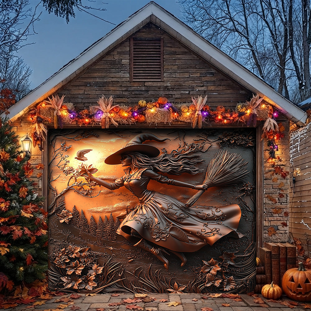 Lorva Witch Garage Door Banner Decoration Halloween Moonflower Witches