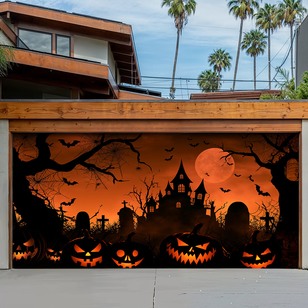 Lorva Halloween Garage Door Banner Decoration Pumpkin Night Spectacle