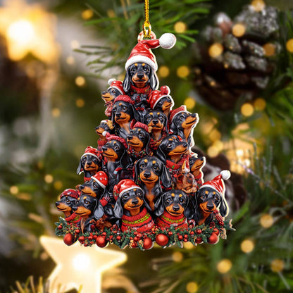 Lorva Dachshund Acrylic Ornament Happy Christmas