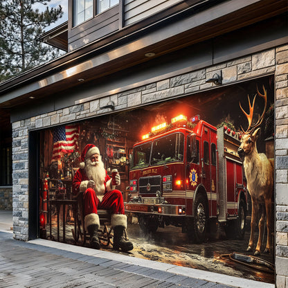 Lorva Garage Door Banner Decoration Christmas Firefighter Garage