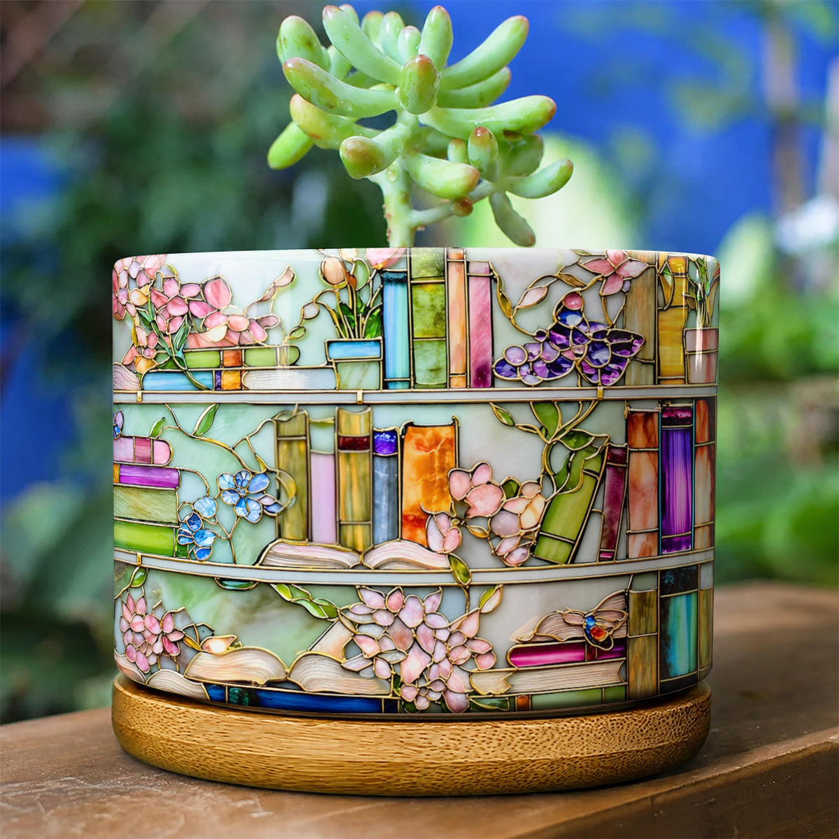 Lorva Reading Ceramic Plant Pot Magical Books