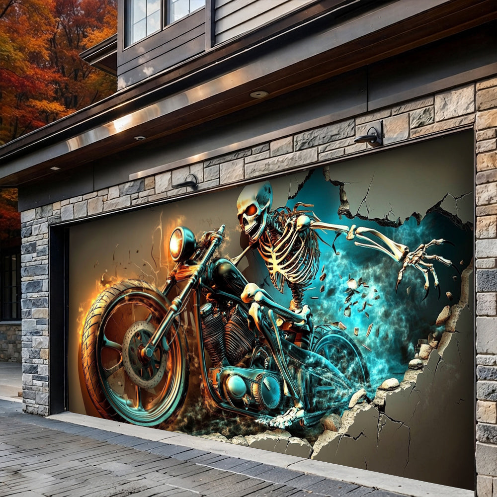 Lorva Halloween Garage Door Banner Decoration The Grim Biker