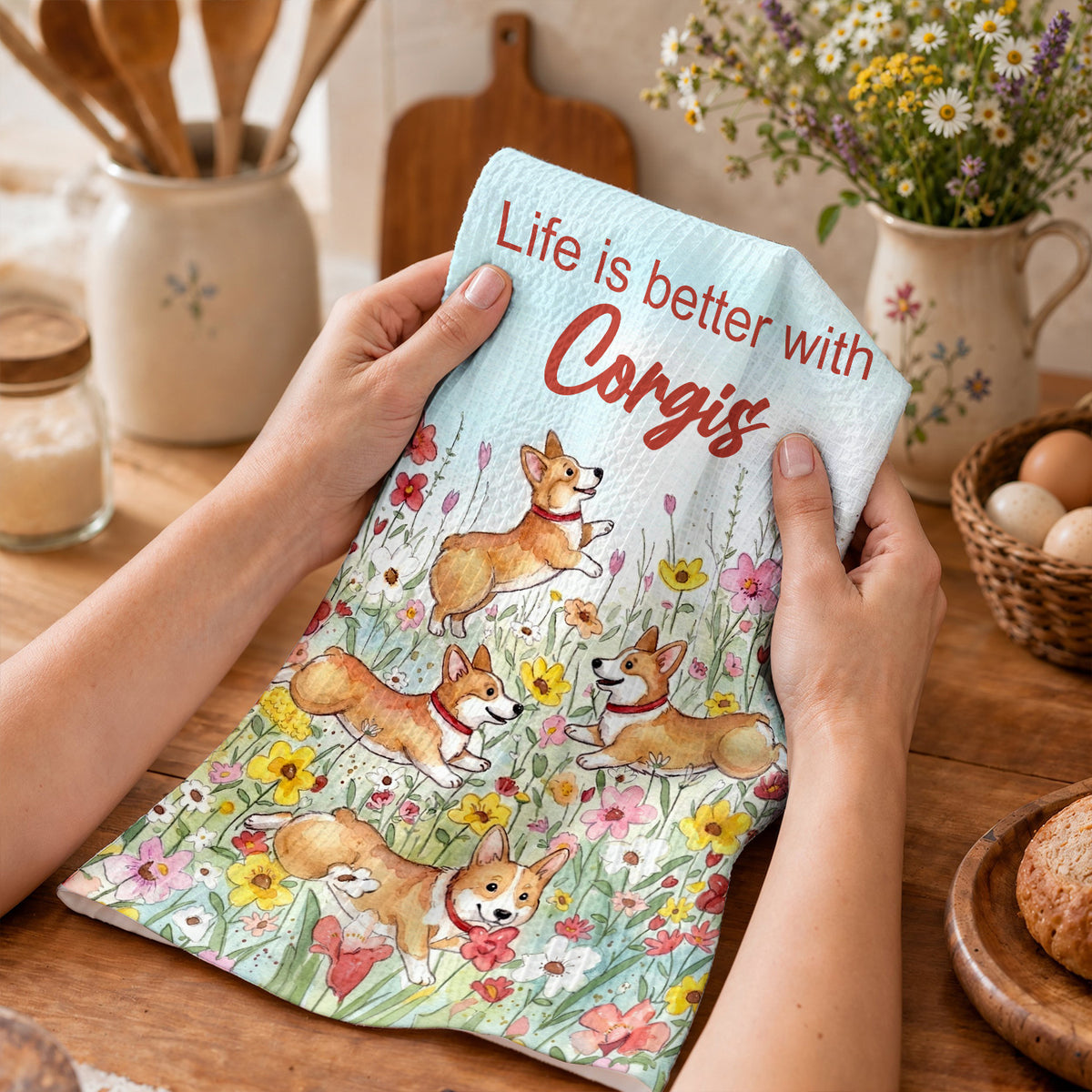 Lorva Corgi Kitchen Towel Life Is Better With Corgis