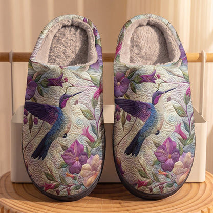 Lorva Hummingbird Fleece Lined Slippers Mysterious Floral