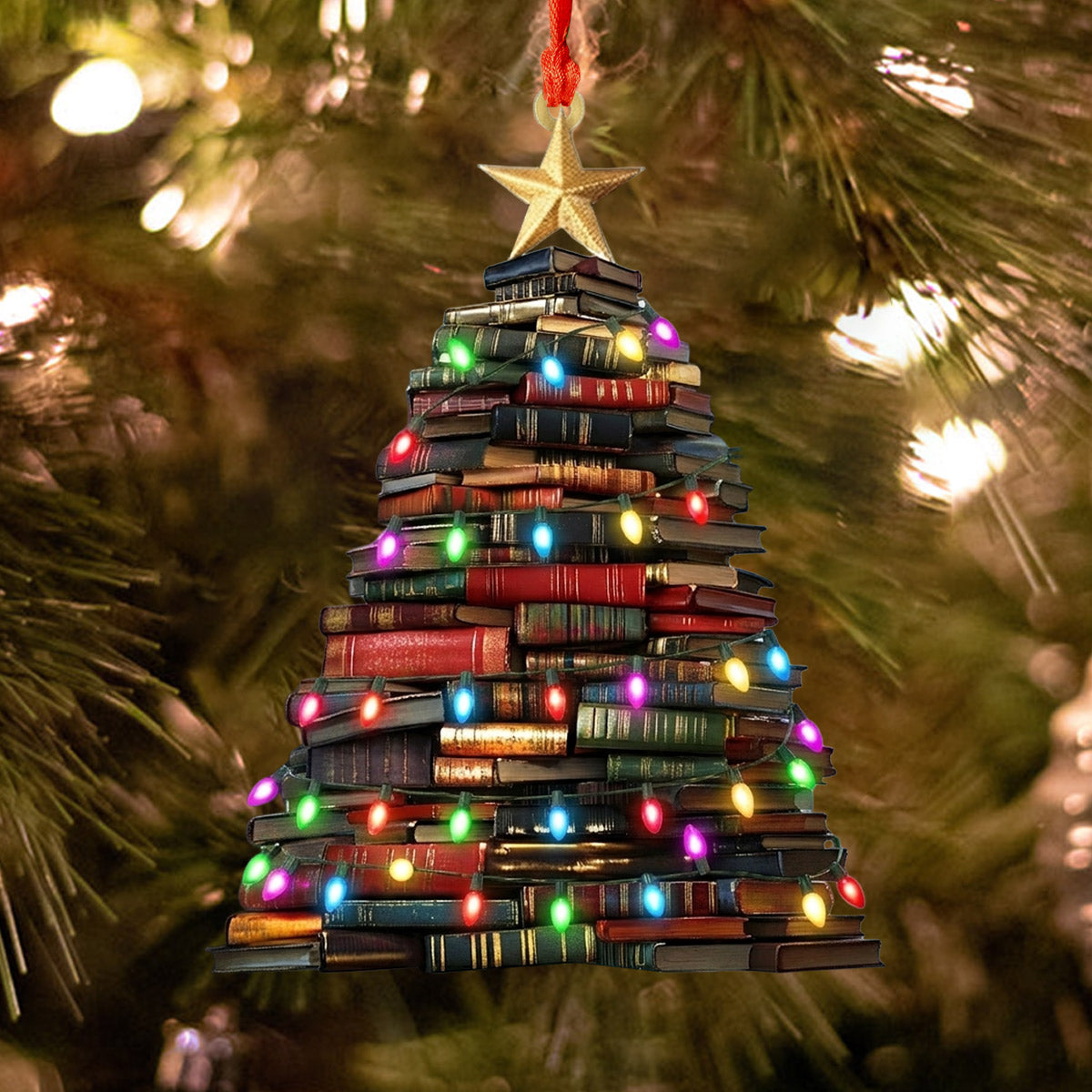 Lorva Reading Acrylic Ornament Vintage Bookmas Tree